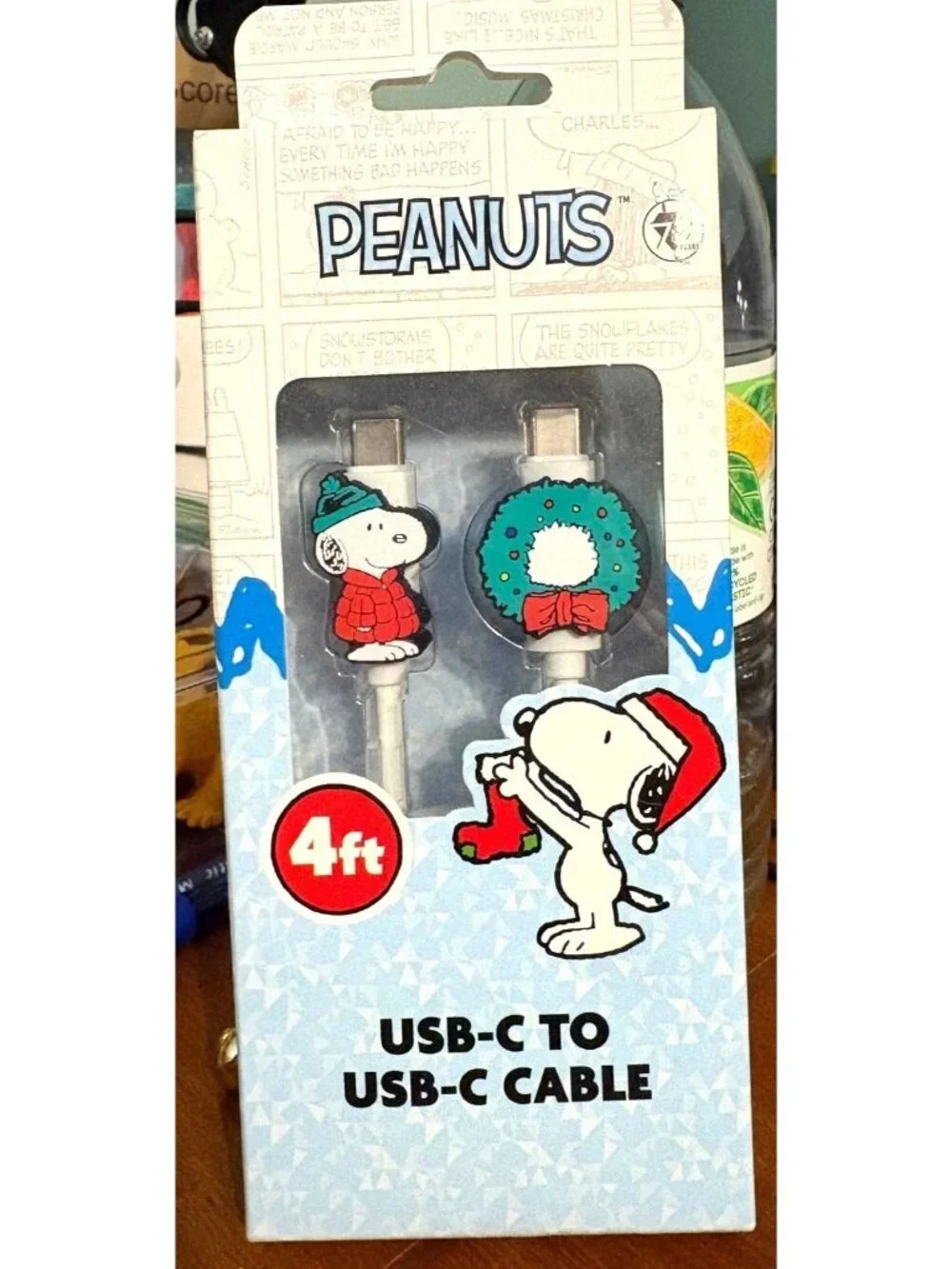 Peanuts Snoopy USB-C To USB-C Cable 4ft Holiday Design Durable Materials NISB